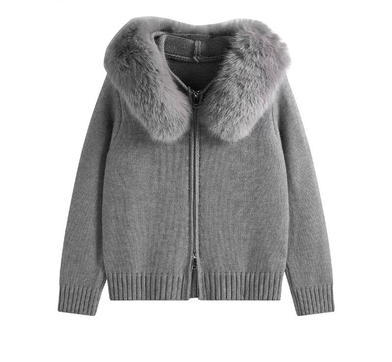 "Feline" Strickjacke mit Fell