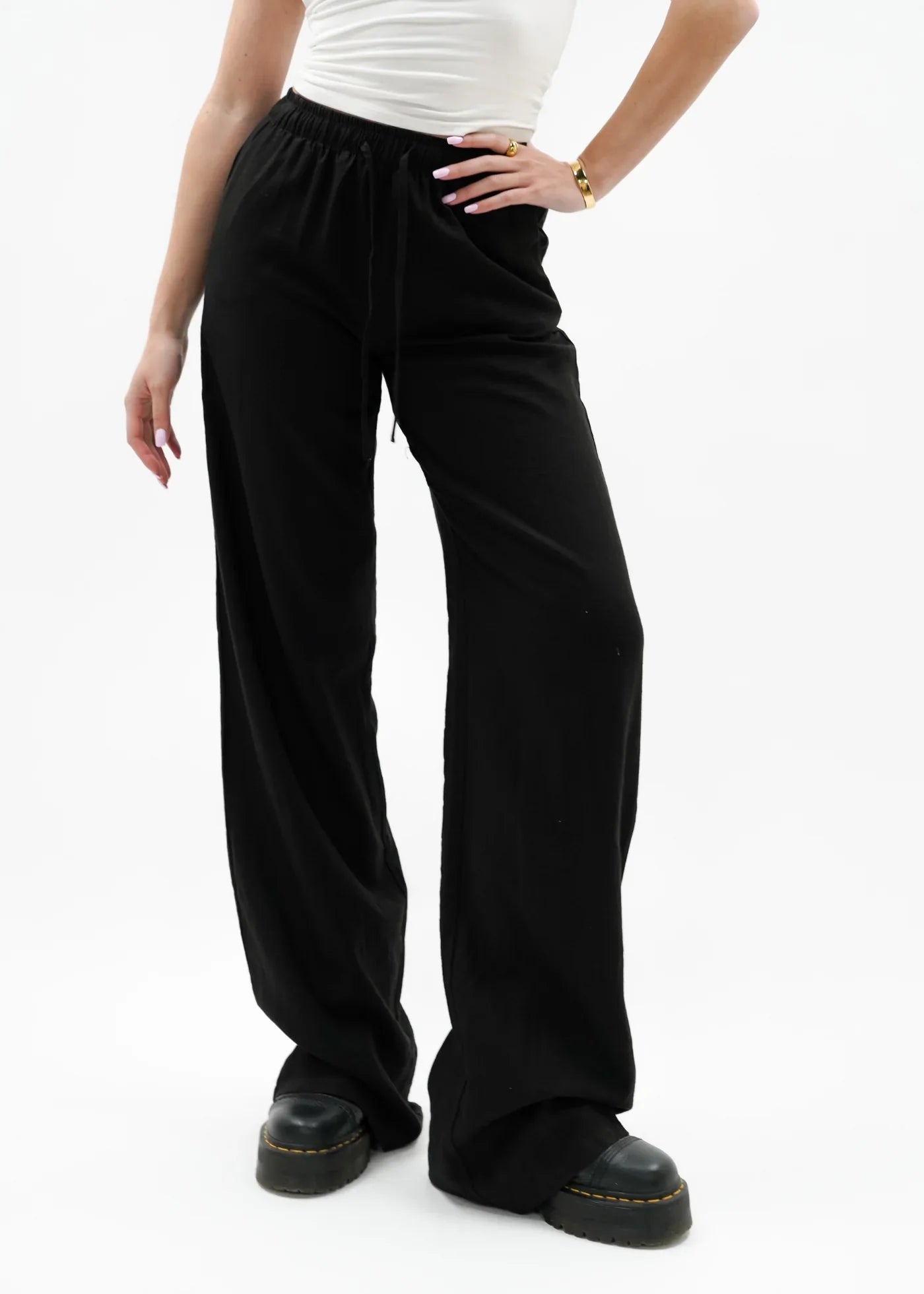"Jennifer" Leinenhose Schwarz